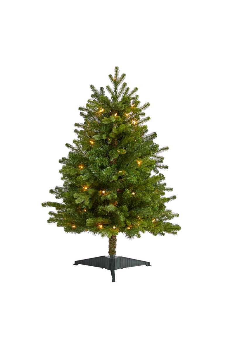 NEARLY NATURAL 3-ft Washington Fir Artificial Christmas Tree with 50 Clear Lights, Main, color, Green