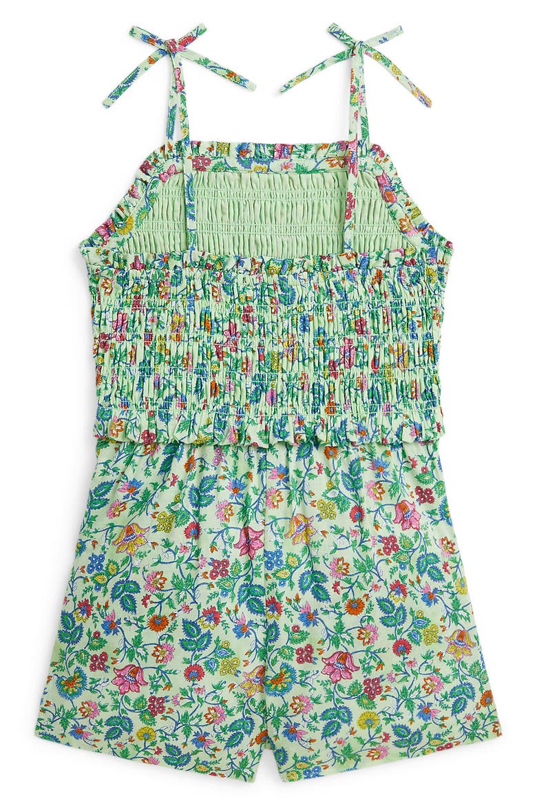 Kids' Floral Smocked Romper, Alternate, color, BOTANICAL WOODBLOCK