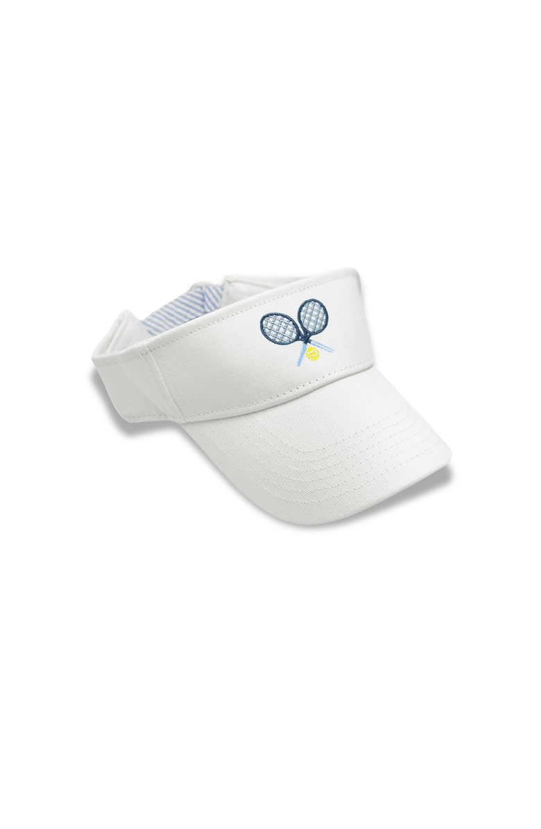 Bits & Bows Tennis Rackets Twill Velco Visor, Main, color, White