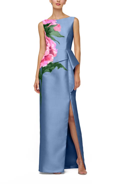 Luciana Placed Floral Column Gown