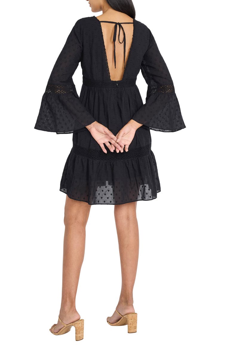 Lace Tiered Long Sleeve Dress, Alternate, color, BLACK