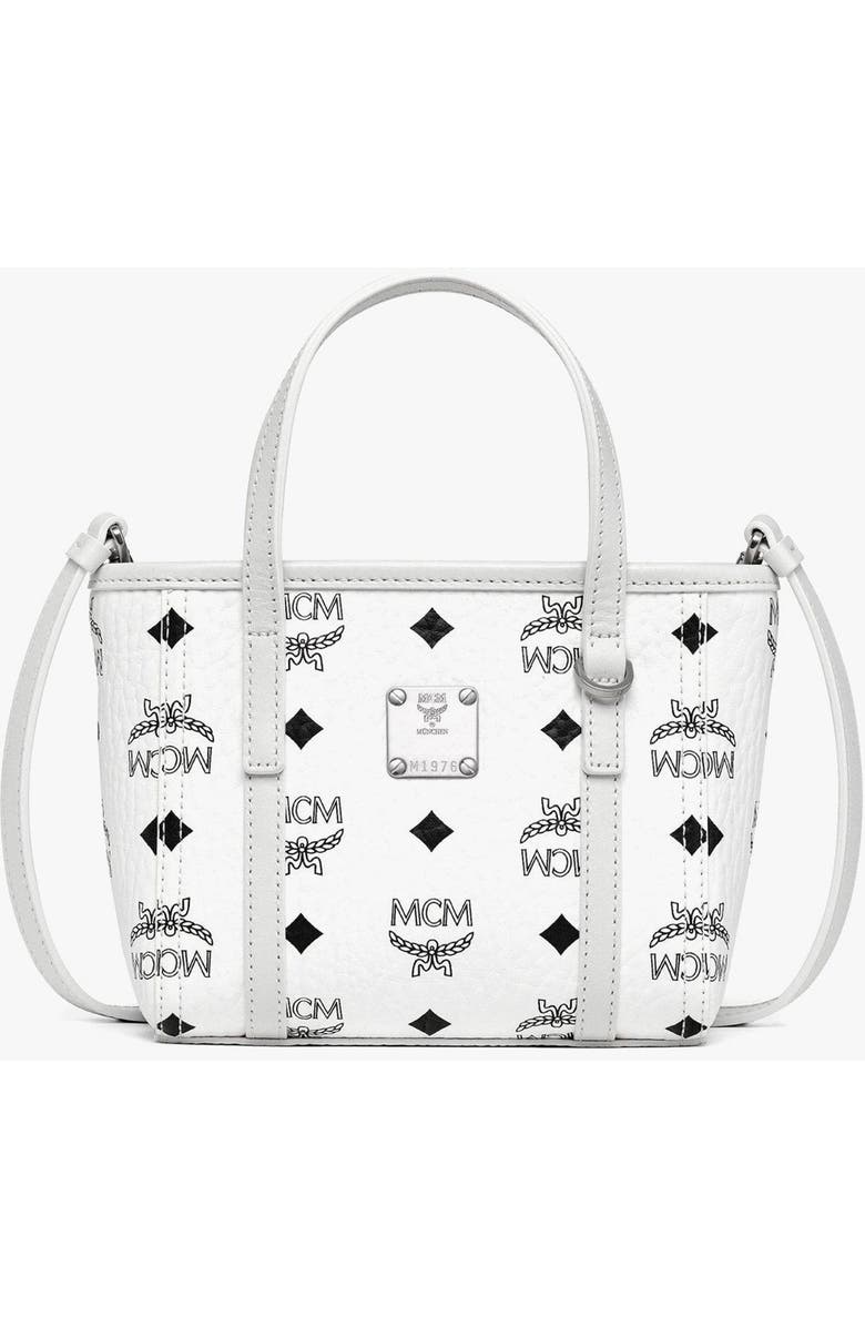 MCM Toni Top-Zip Shopper in Visetos, Main, color, White