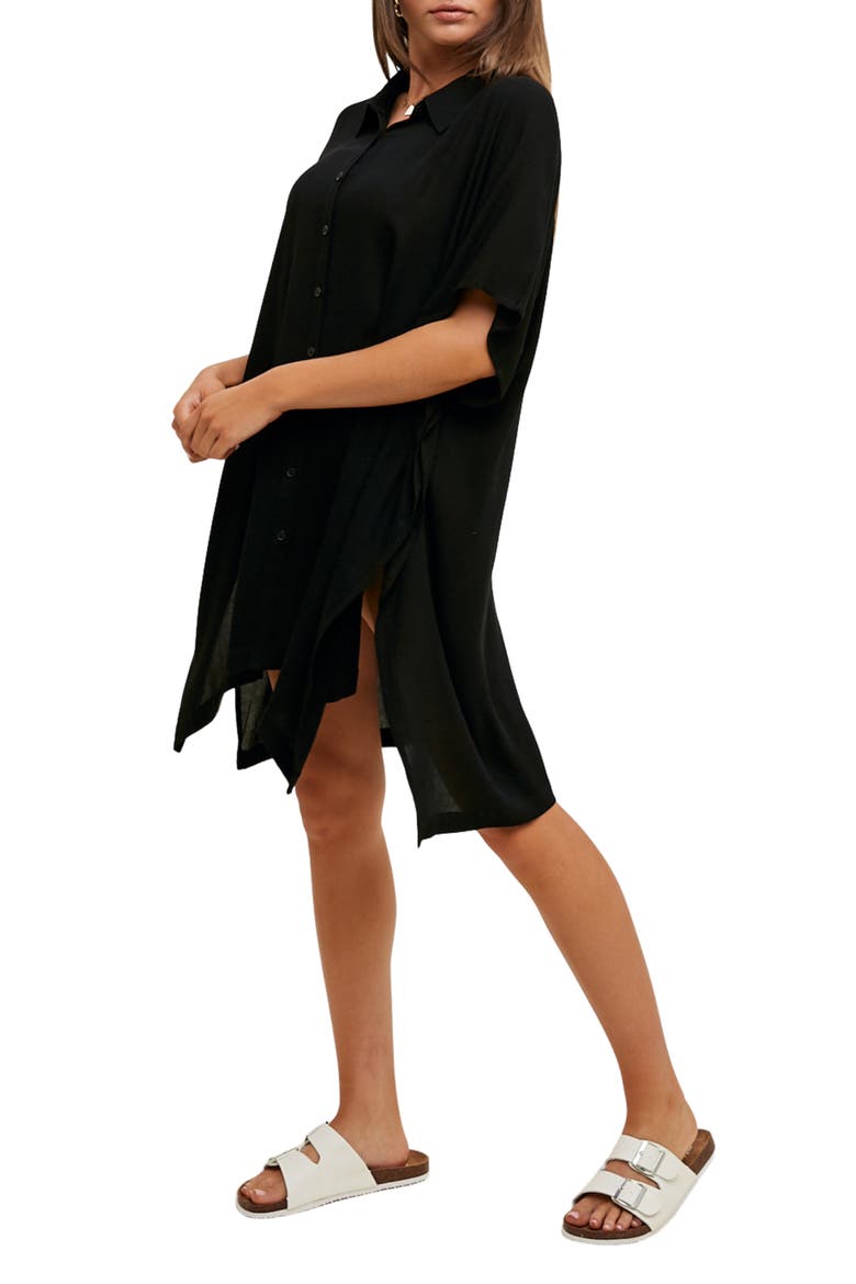 Dolman Sleeve Maxi Shirt, Alternate, color, BLACK