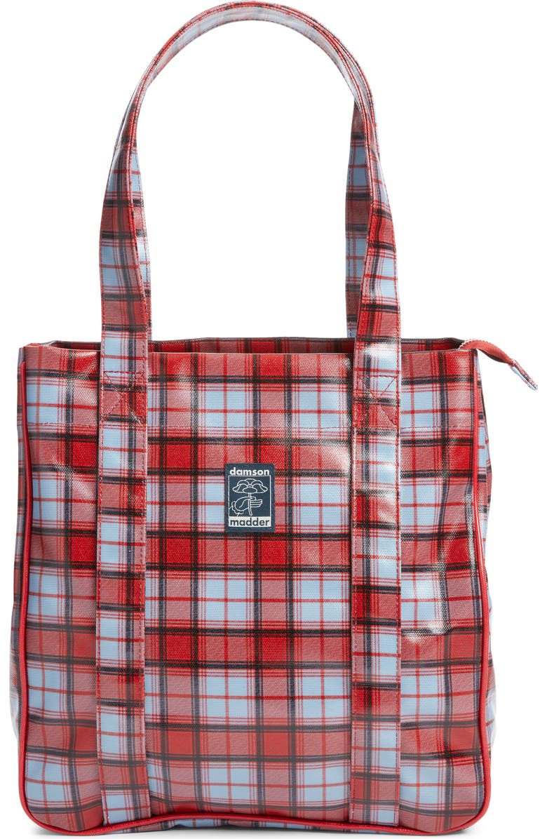 Damson Madder Blue Fog Check Tote, Main, color, Red/ Blue Multi