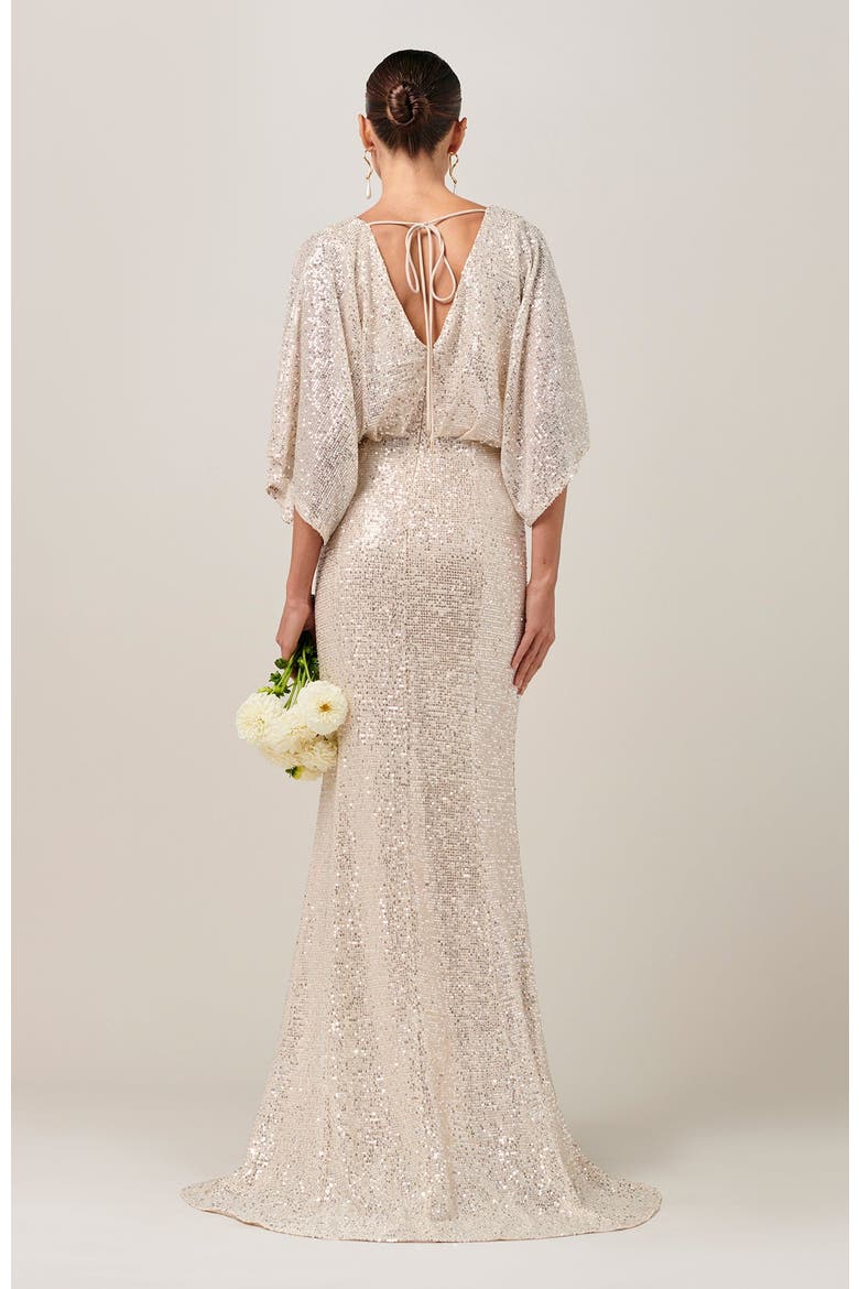 Isla Sequin Gown, Alternate, color, Champagne Sequin