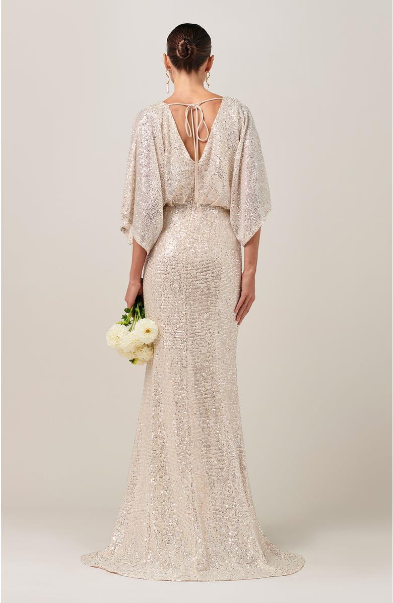 BWLDR Isla Sequin Gown, Alternate, color, Champagne Sequin
