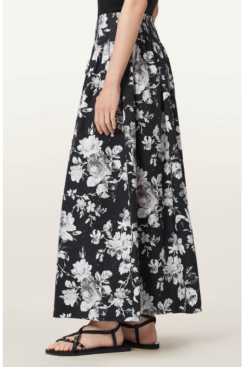 Levy Floral Print A-Line Skirt, Alternate, color, JARDINA MONO BLACK
