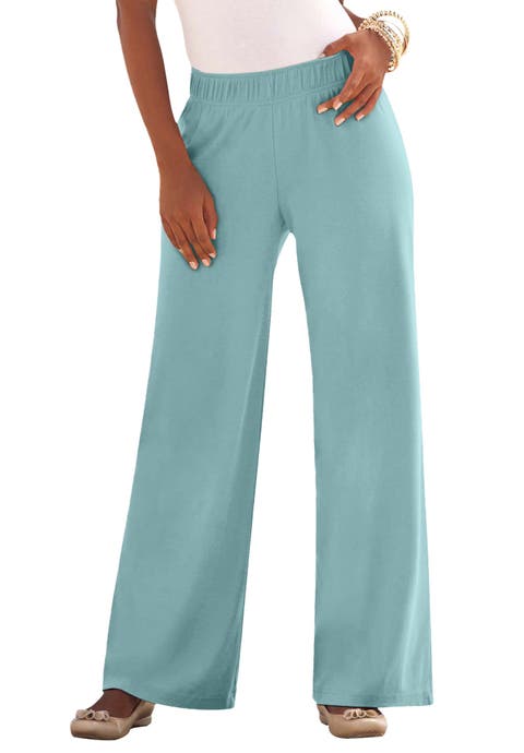Plus Size Pull On Wide Leg Soft Knit Pant