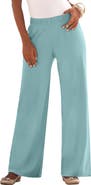 Roaman's Plus Size Pull On Wide Leg Soft Knit Pant