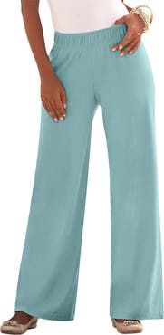 Roaman's Plus Size Pull On Wide Leg Soft Knit Pant