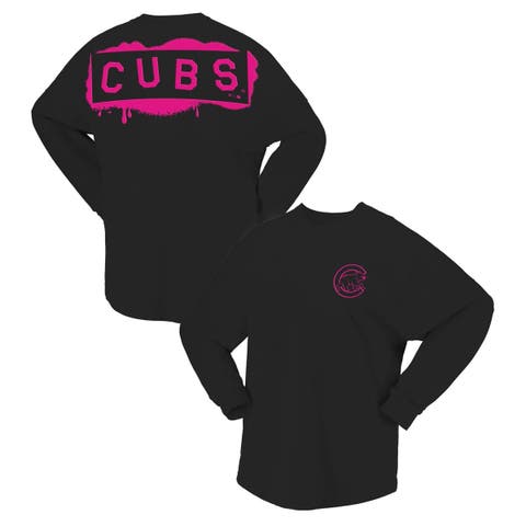 Women's Fanatics  Black Chicago Cubs Neon Jersey Long Sleeve T-Shirt