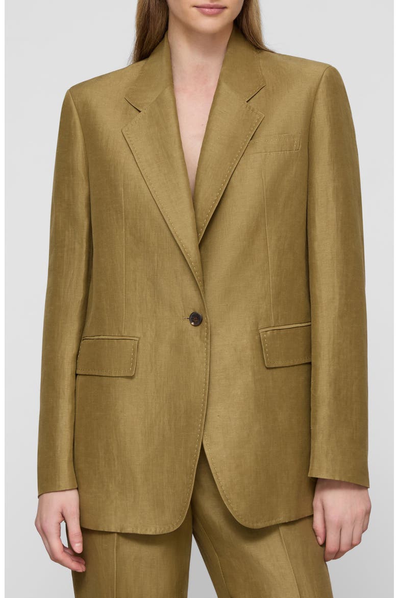 Linen Blend Blazer, Main, color, KHAKI GREEN