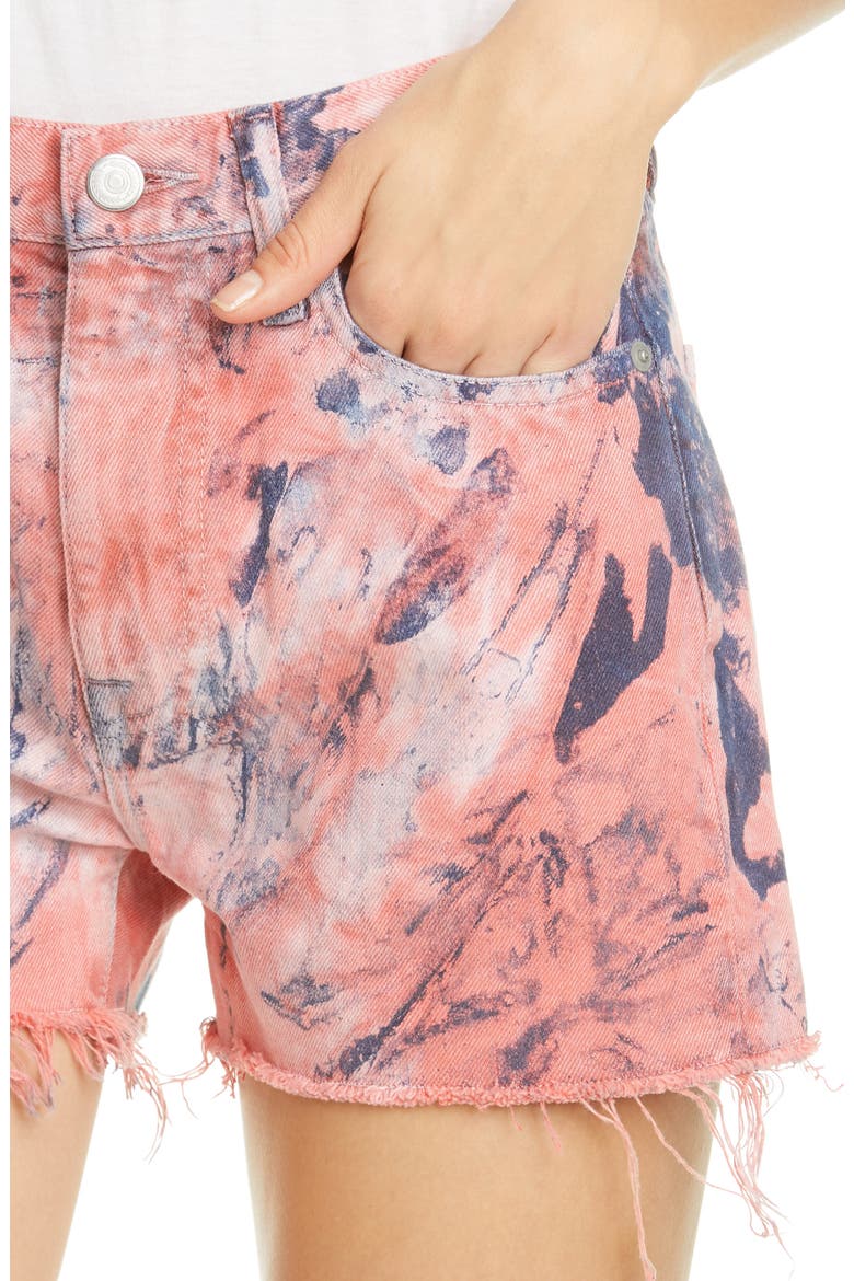 Brady Spin Art Tie Dye High Waist Cutoff Denim Shorts, Alternate, color, SPIN ART