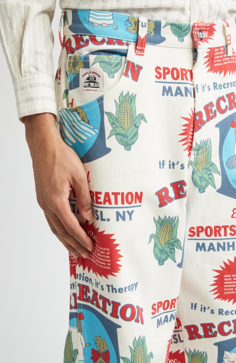 Bode Enrichment Knolly Brook Trousers, Alternate, color, White Multi