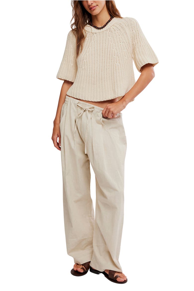 Chambers Drawstring Linen & Cotton Pants, Alternate, color, SUMMER SAND