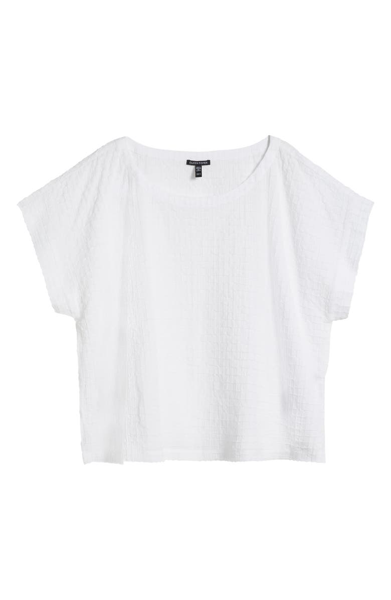 Eileen Fisher Boxy Boat Neck Organic Cotton Blend Top, Alternate, color, White