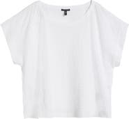 Eileen Fisher Boxy Boat Neck Organic Cotton Blend Top