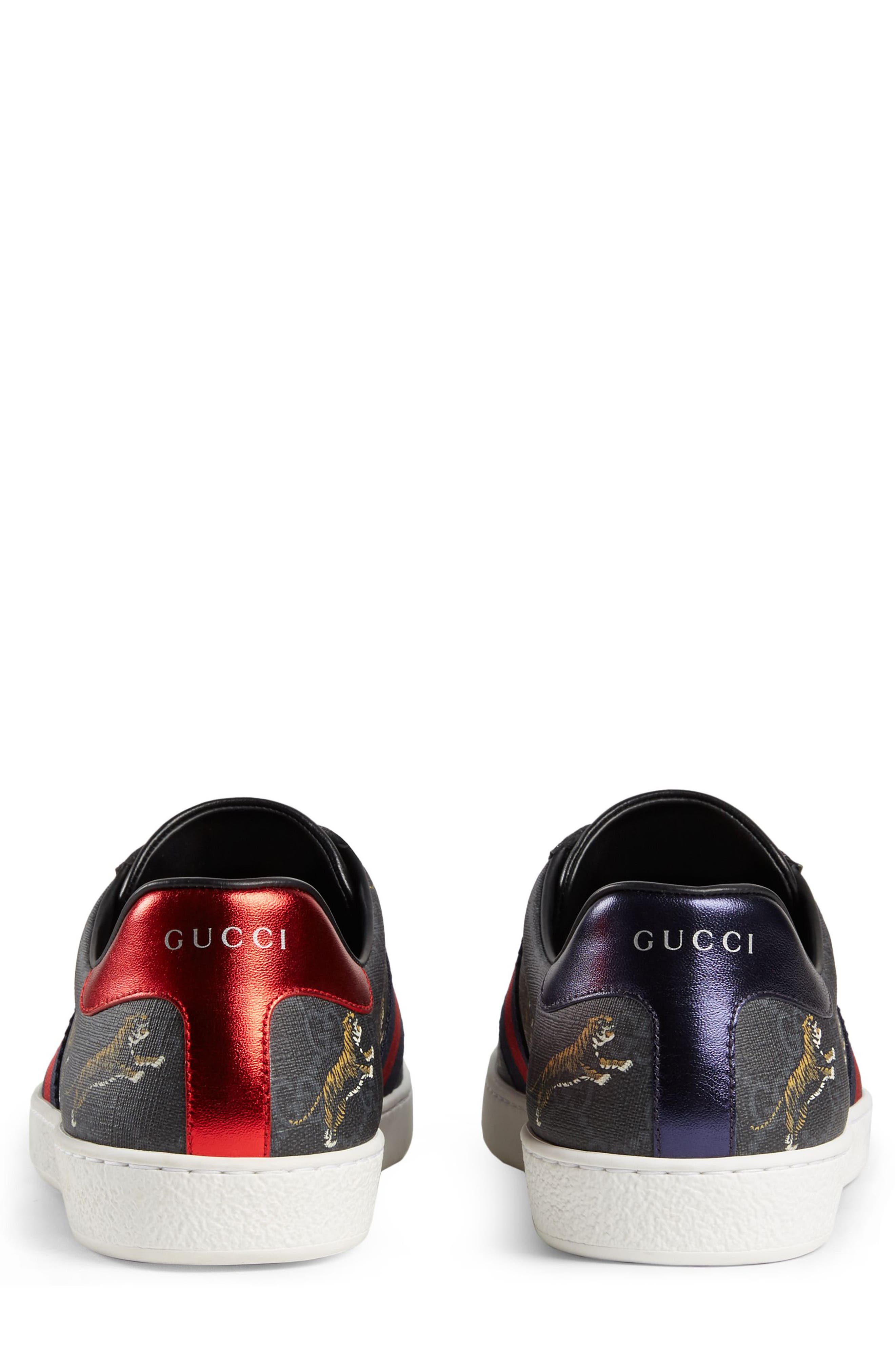 Gucci New Ace Tiger PrintSneaker, Alternate, color, 