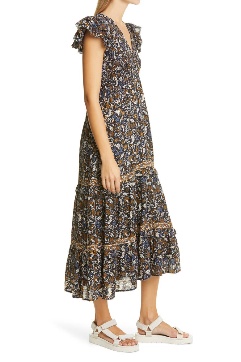 Walker Metallic Flutter Sleeve Maxi Dress, Alternate, color, MULTI