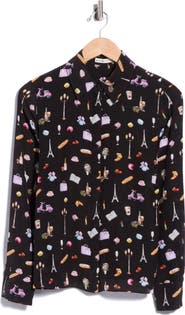 ALICE + OLIVIA Brady Slim Silk Button Down Shirt