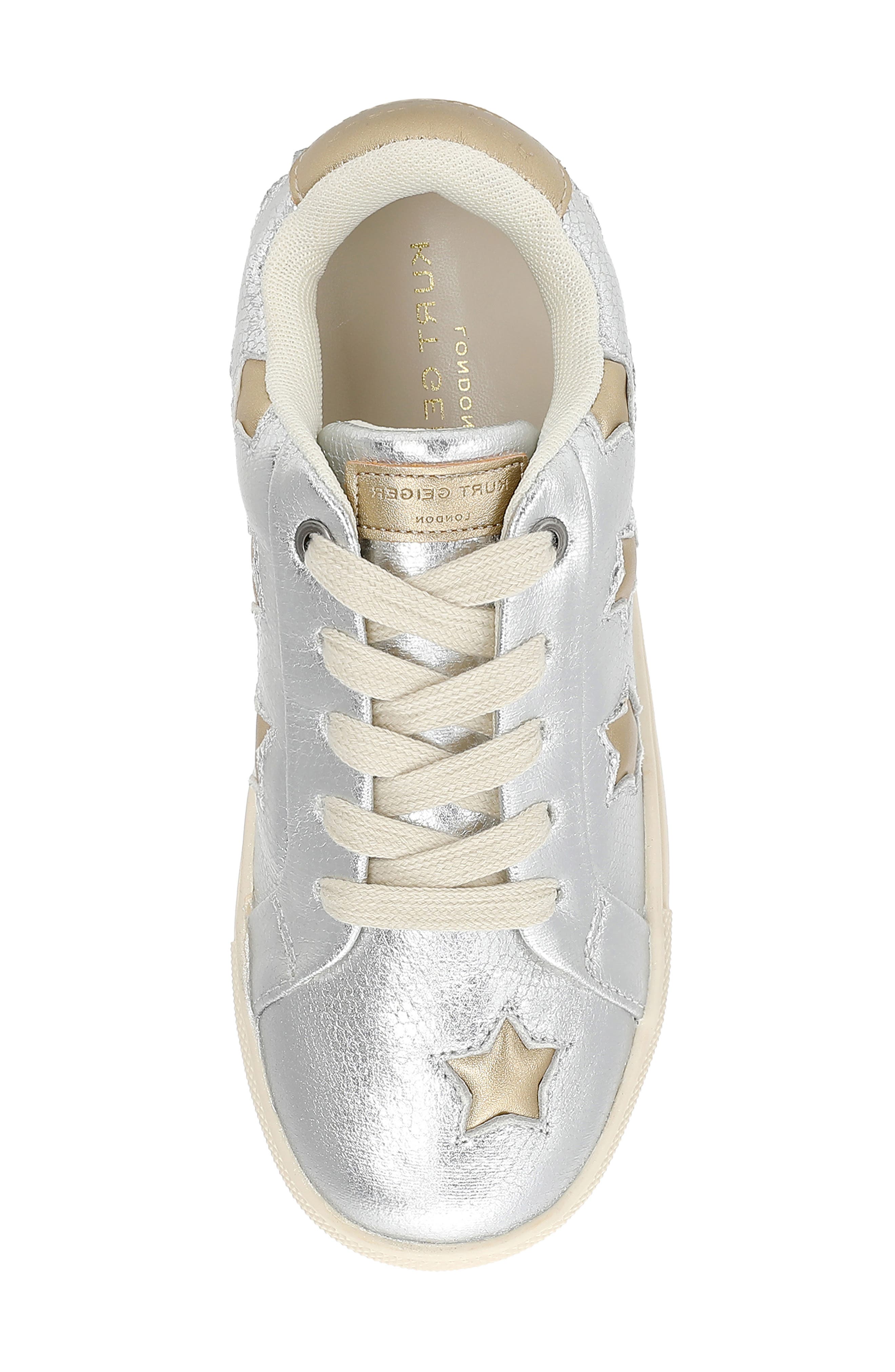 Kurt Geiger London Kids' Mini Lane Star Sneaker, Alternate, color, Silver Gold