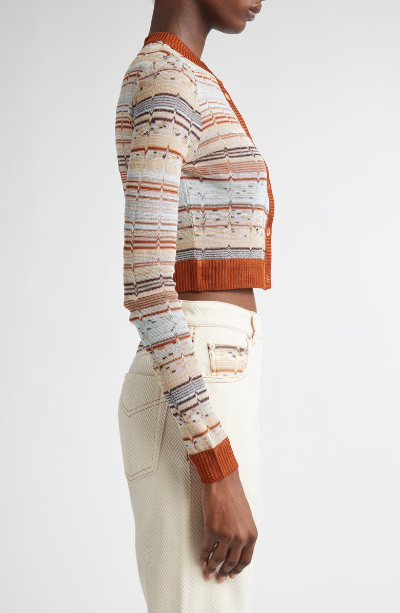 Missoni Metallic Stripe Crop Cardigan, Alternate, color,