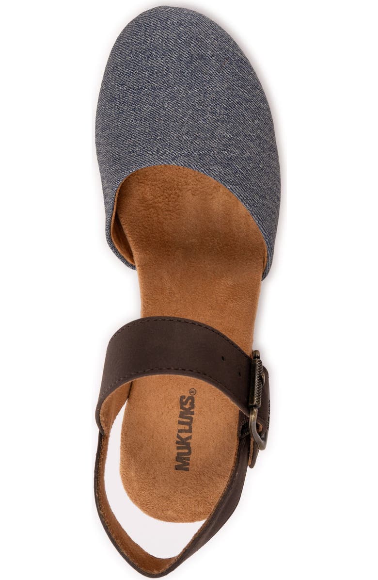 MUK LUKS Merritt Quarter Strap Clog, Alternate, color, Denim/ Dark Brown