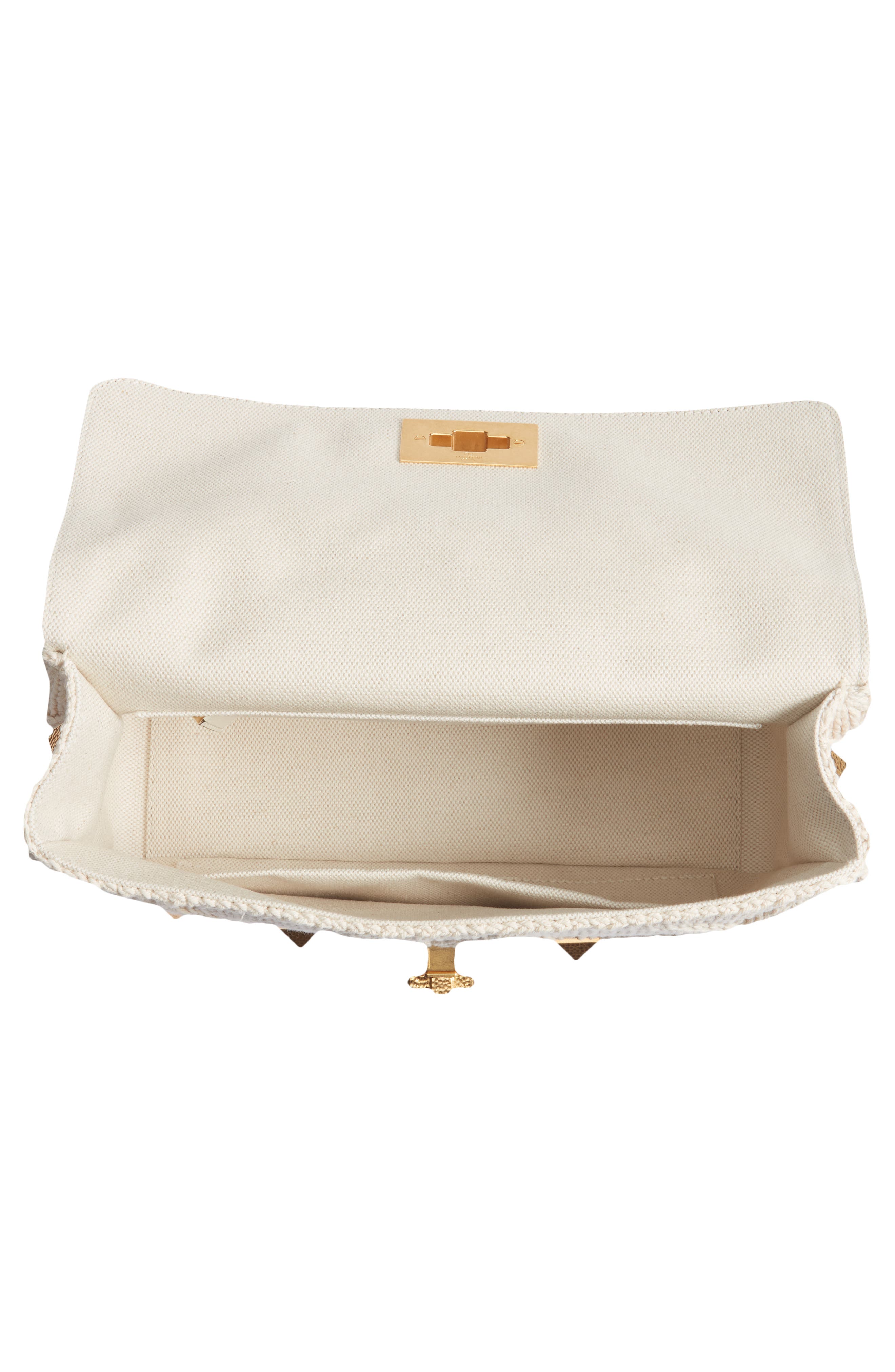 Roman Stud Tricot Shoulder Bag, Alternate, color, ECRU