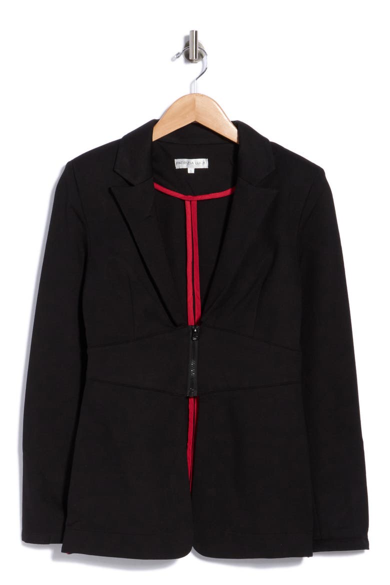 Ponte Zip Jacket, Alternate, color, BLACK