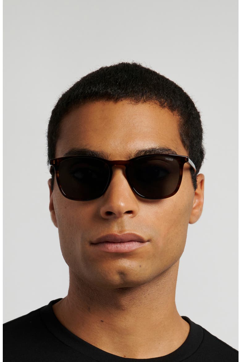 53mm Rectangular Sunglasses, Alternate, color, BROWN HORN/ GREEN
