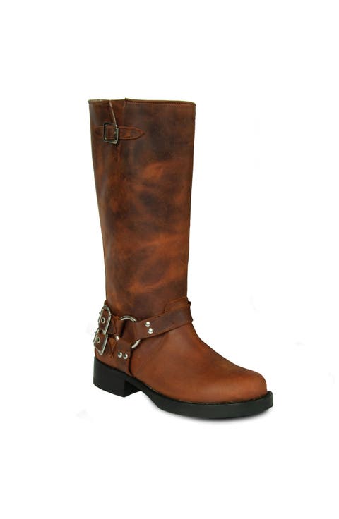 Tall Biker Distressed Boots