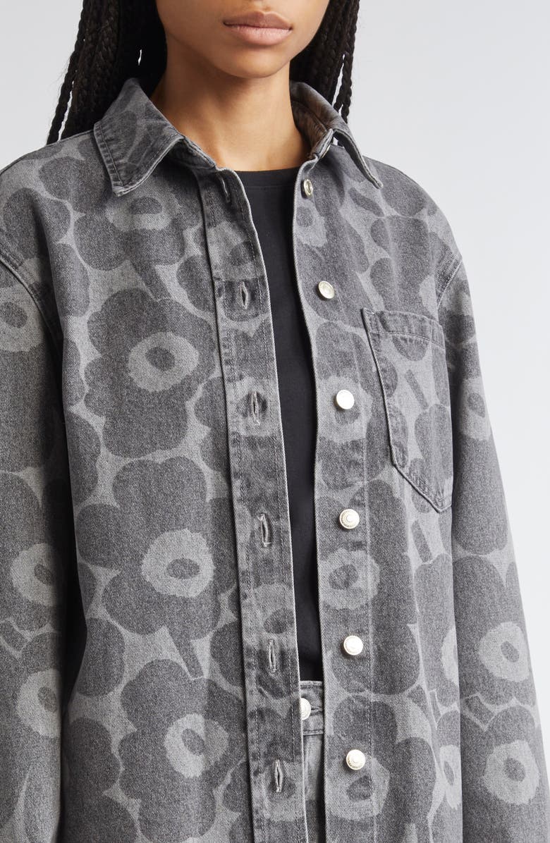 Marimekko Maridenim Vaihe Unikko Denim Shirt, Alternate, color, Light Grey