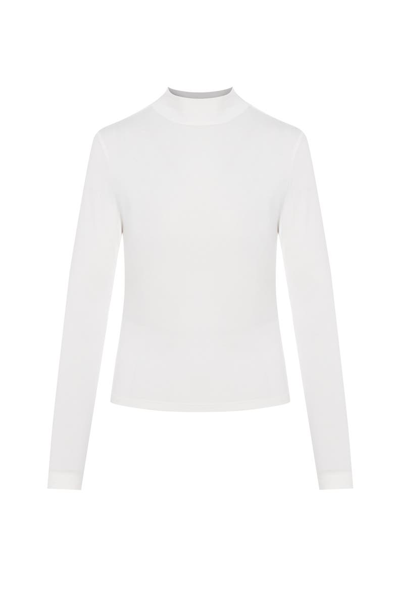 Mock Neck Stretch Jersey Knit Top, Main, color, Off White