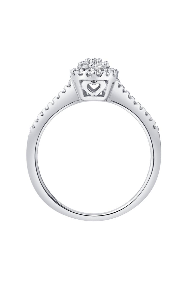 Nuvienne 0.30 Cts Natural Diamond Halo Cluster 14K Gold Ring, Alternate, color, 14K White Gold