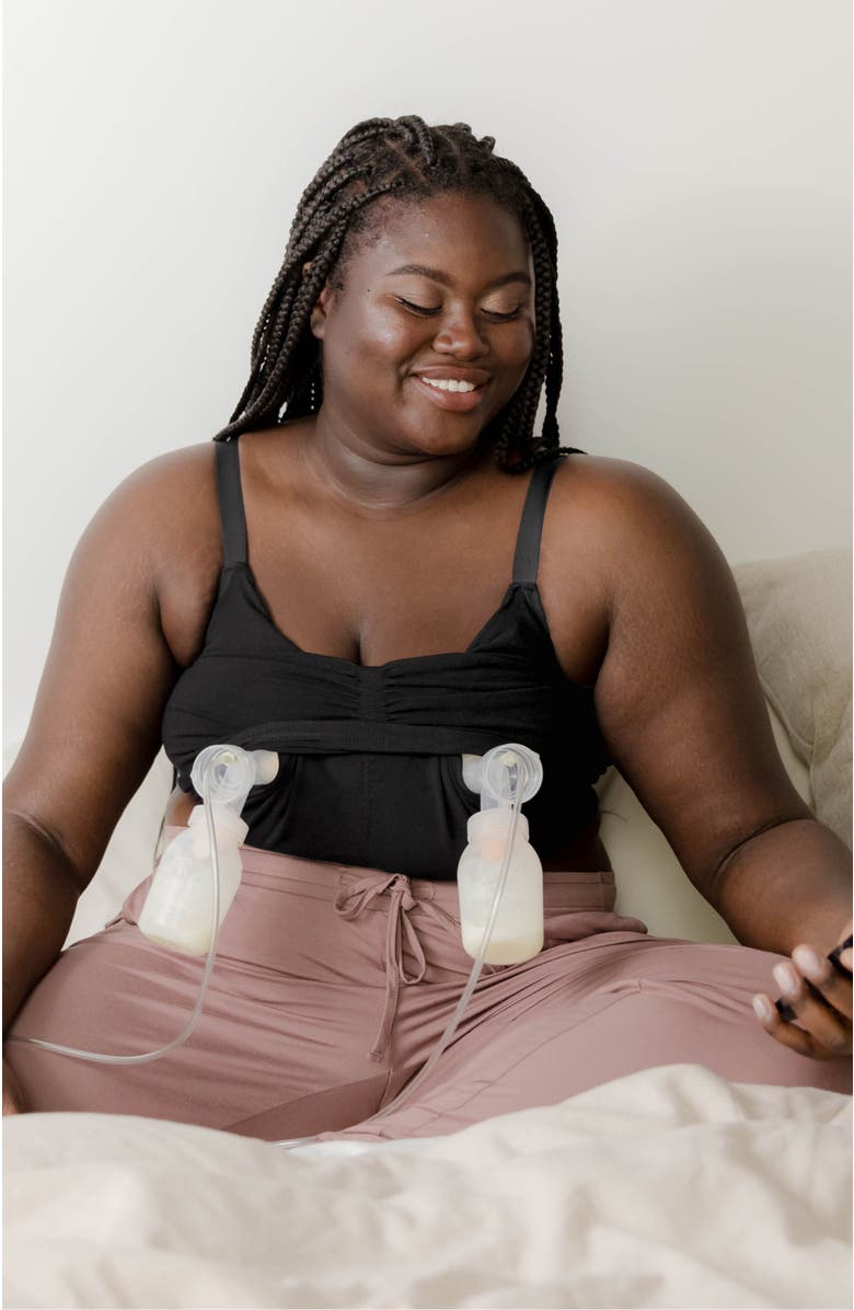 Kindred Bravely Sublime Hands-Free Pumping Lounge & Sleep Bra- Fits sizes 30B - 46D, Alternate, color, Black