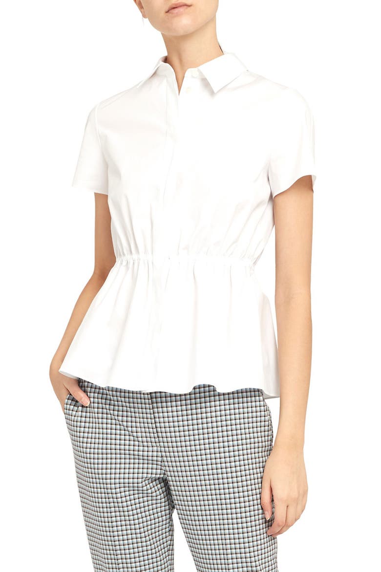 Cinched Waist Shirt, Main, color, WHITE