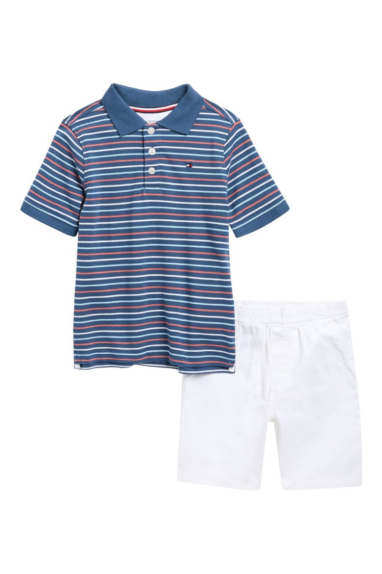 Polo & Shorts Set, Main, color, BLUE ASSORTED