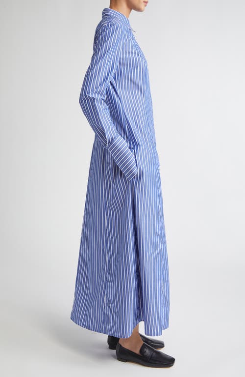 Brandon Maxwell Sammy Striped Collared Midi Shirtdress