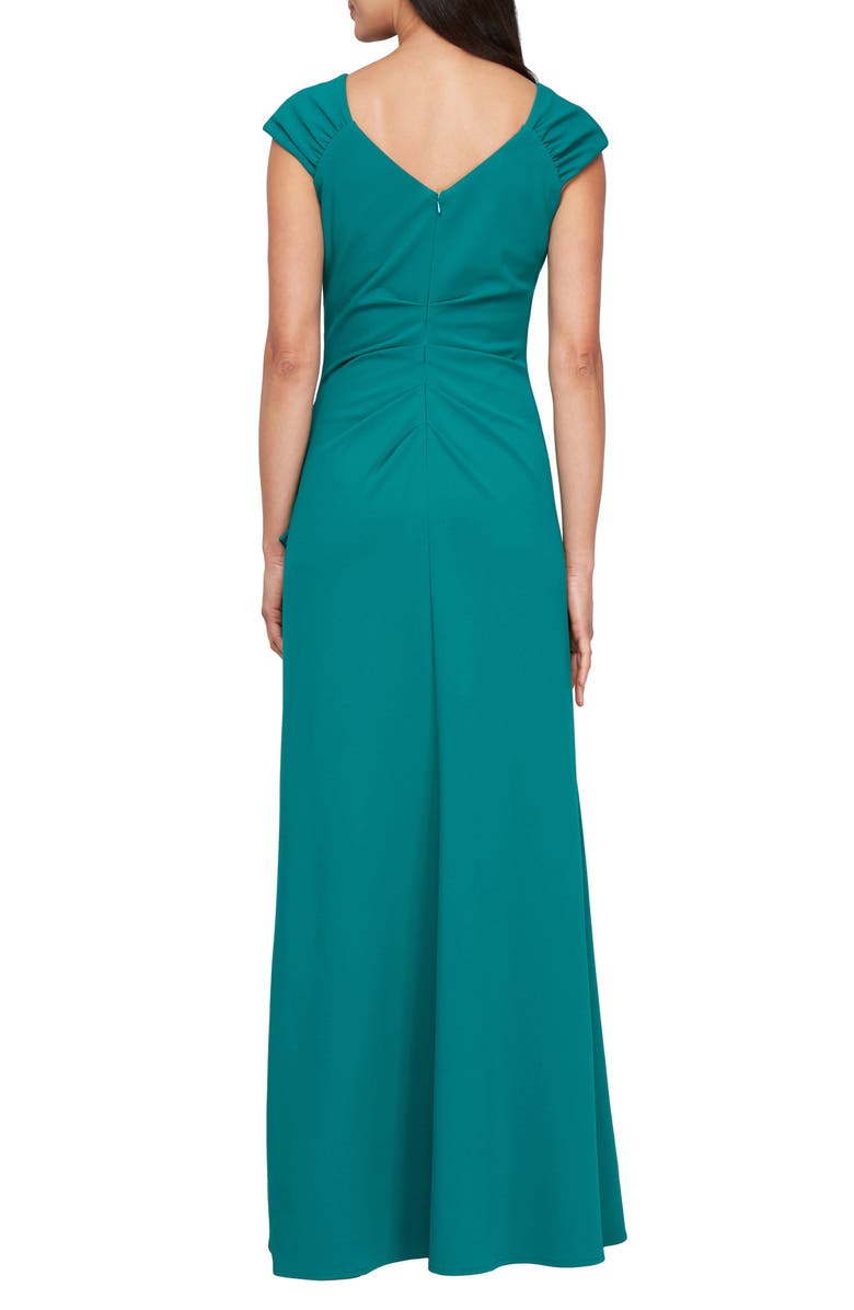 Alex Evenings Ruffle Ruched Gown, Alternate, color, Jade