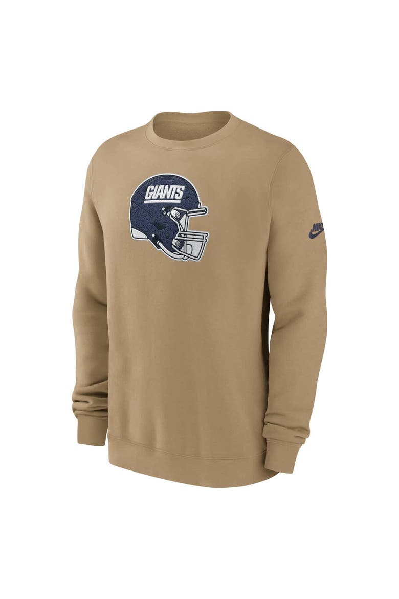 Men's Nike Tan New York Giants Swing Pass Rewind Club Pullover Sweatshirt, Alternate, color, Tan