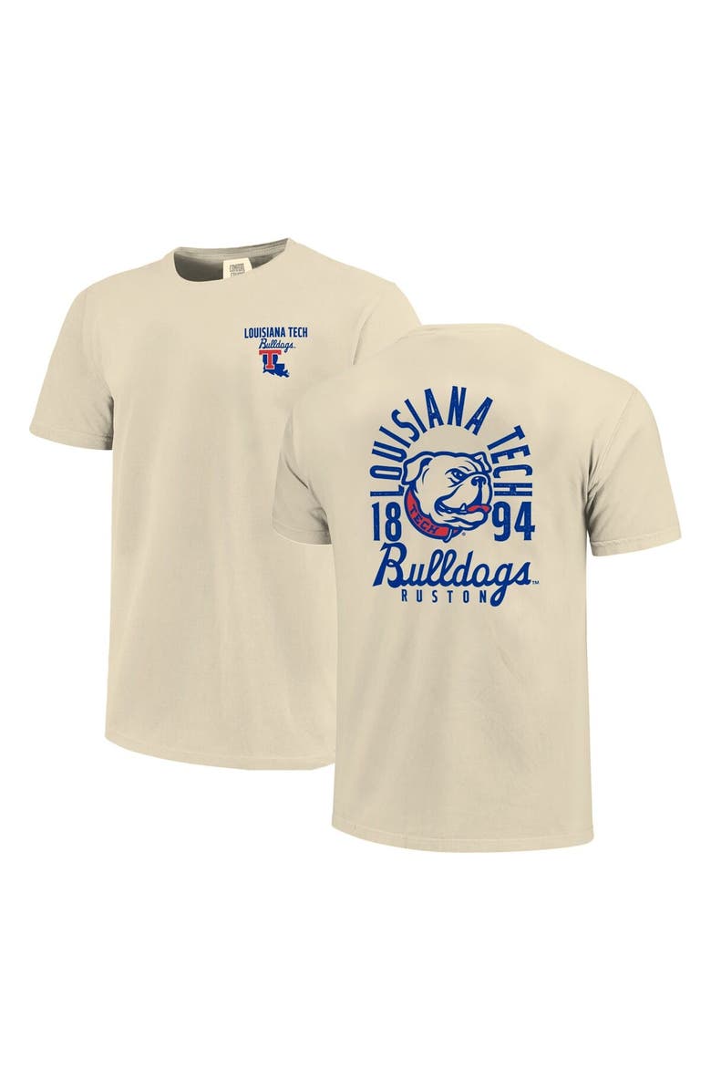 IMAGE ONE Men's Cream Louisiana Tech Bulldogs Comfort Colors Mascot Overlay T-Shirt, Main, color,