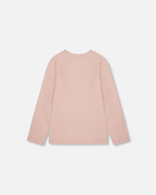 Deux Par Deux Organic Cotton Long Sleeve T-shirt With Big Flowers In Pink