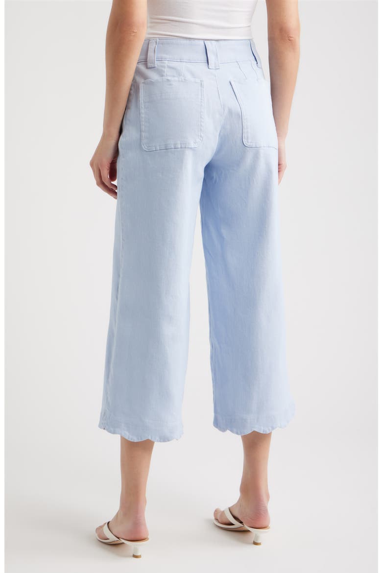 Scallop Patch Pocket High Waist Crop Wide Leg Twill Pants, Alternate, color, PERIWINKLE