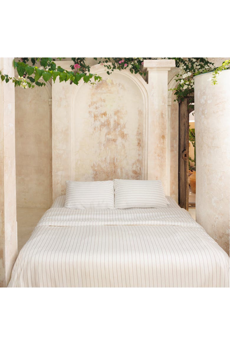 Organic Natural Striped Duvet Cover Set, Main, color, Espresso Stripe