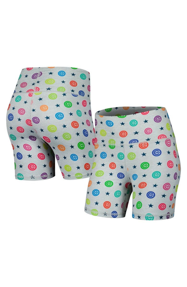 Terez Women's Terez Gray Chicago Cubs TLC Rainbow Shorts, Main, color, Gray