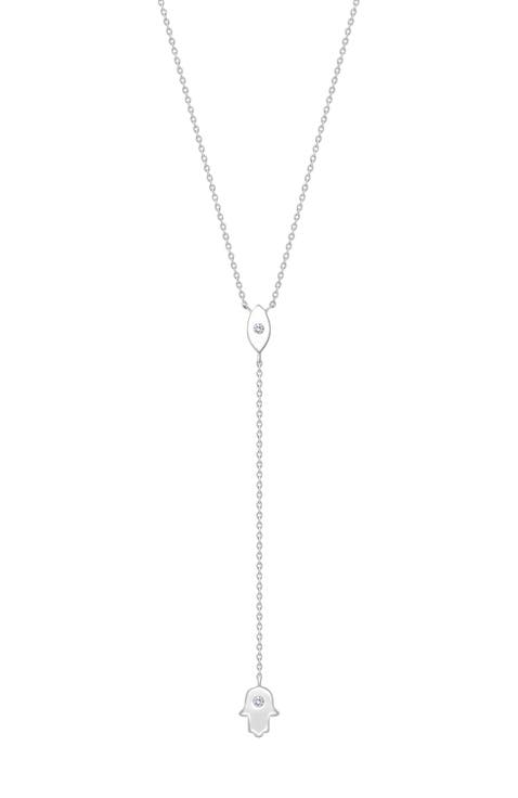 Forever Blessed Hamsa & Evil Eye Charm Silver Necklace