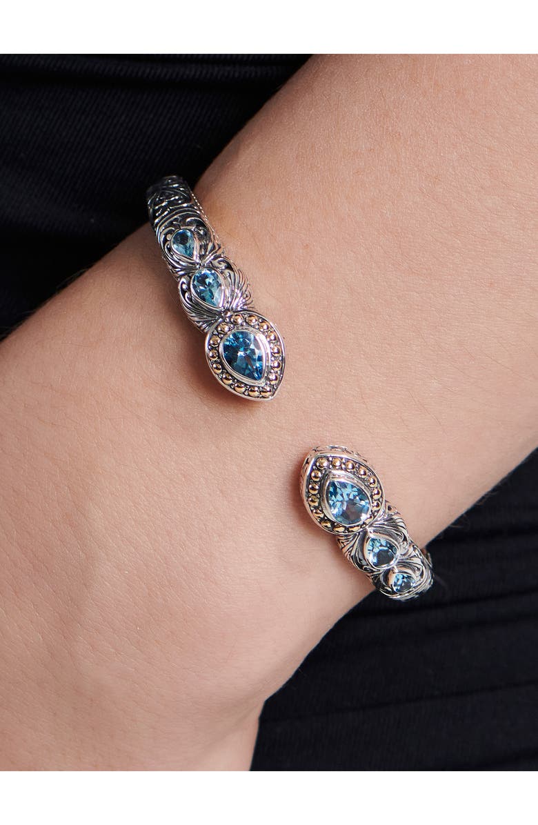 DEVATA Sterling Silver London Blue Topaz Cuff Bracelet, Alternate, color, 