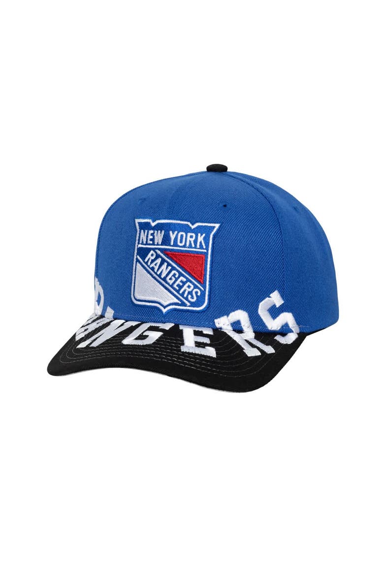 Men's Mitchell & Ness Blue/Black New York Rangers Underarch Two-Tone Pro Crown Snapback Hat, Main, color, Blue