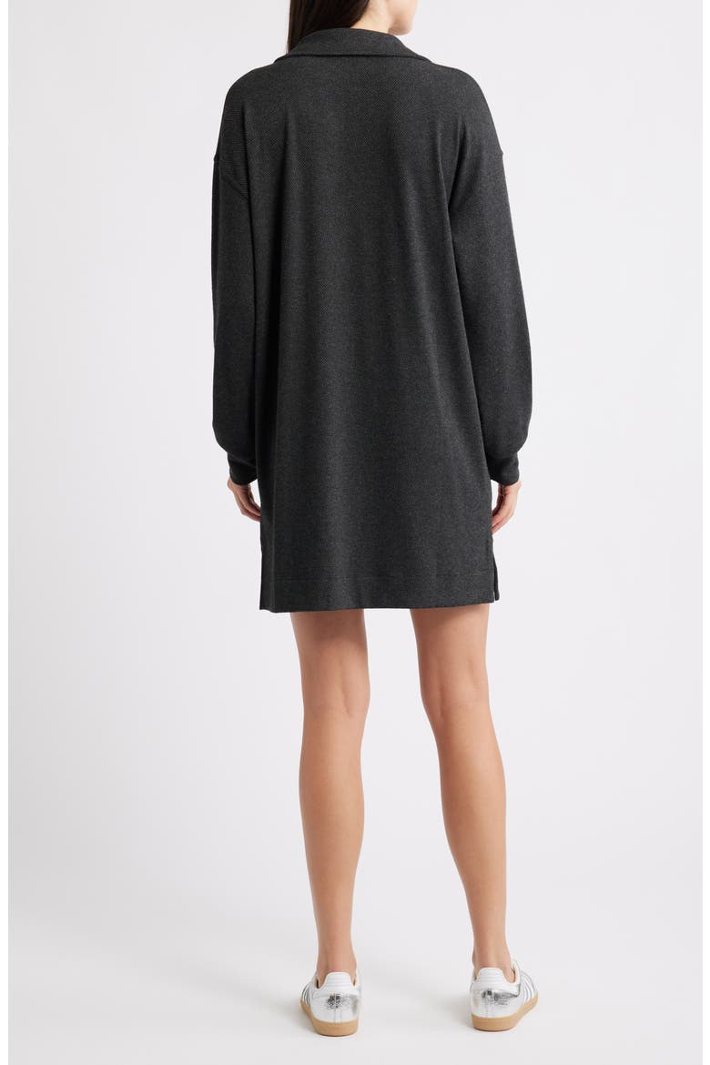 Legend Hudson Long Sleeve Polo Sweater Dress, Alternate, color, HEATHERED BLACK TWILL