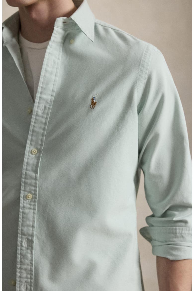 The Iconic Solid Cotton Button-Down Oxford Shirt, Alternate, color, FADED MINT